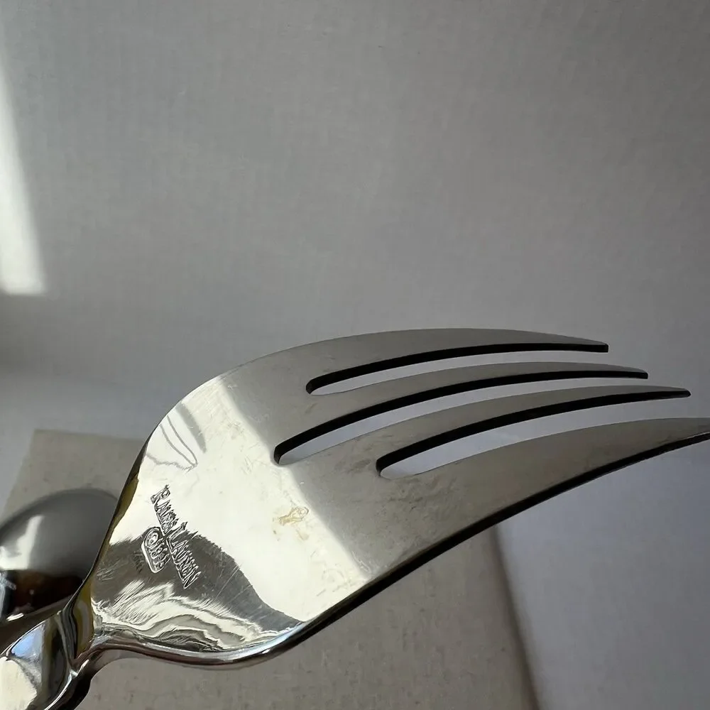 Ralph Lauren TELLURIDE Serving Spoon & Fork Stainless Steel Flatware Korea 1995